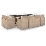 vidaXL Salon de jardin avec coussins 13 Pièces Résine tressée Beige