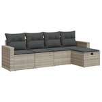 vidaXL Salon de jardin 5 Pièces avec coussins gris clair résine tressée