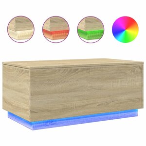 vidaXL Table basse avec lumières LED chêne sonoma 90x50x40 cm