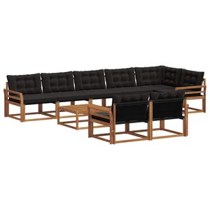 vidaXL Ensemble de canapés d'extérieur 9 Pièces Naturel et Noir