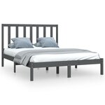 vidaXL Cadre de lit Gris Bois de pin massif 135x190 cm Double