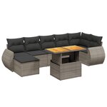 vidaXL Salon de jardin 8 Pièces avec coussins gris résine tressée