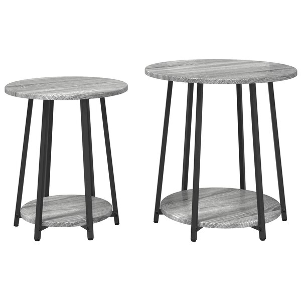 Table d'appoint vidaXL 2 pièces Gris Sonoma en bois d'ingénierie et métal