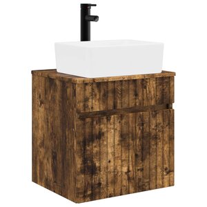 vidaXL Meuble de lavabo mural Chêne fumé 49 x 41 x 63 cm