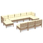 vidaXL Salon de jardin 10 Pièces avec coussins marron miel bois de pin