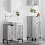 vidaXL Ensemble de mobilier de salle de bain Plaid 2 Pièces Sonoma gris