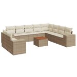 vidaXL Salon de jardin 11 Pièces avec coussins beige résine tressée