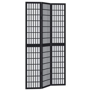 vidaXL Cloison de séparation 3 panneaux noir bois de paulownia massif