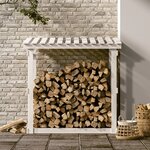 vidaXL Support pour bois de chauffage Blanc 108x64 5x109cm Bois de pin