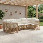 vidaXL Ensemble de canapés d'extérieur 7 Pièces Blanc Naturel et Crème