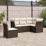 vidaXL Salon de jardin avec coussins 5 Pièces marron résine tressée