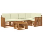 vidaXL Ensemble de canapés d'extérieur 6 pc Naturel et Crème Polyester