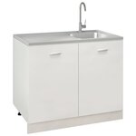 vidaXL Jeu d'évier de cuisine et égouttoir argenté 1000x600x155mm inox