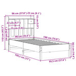 vidaXL Lit bibliothèque sans matelas cire marron 90x190 cm pin massif