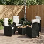 vidaXL Ensemble de repas extérieur 5 pc Noir et blanc crème