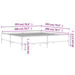 vidaXL Cadre de lit sans matelas sonoma gris 200x200 cm