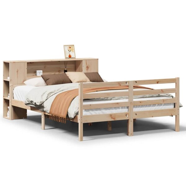 vidaXL Lit bibliothèque sans matelas 135x190 cm bois de pin massif