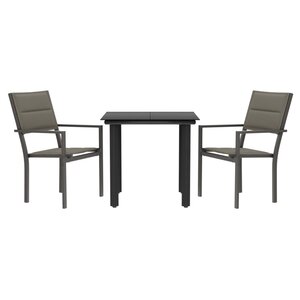vidaXL Ensemble à manger de jardin 3 Pièces noir textilène et acier