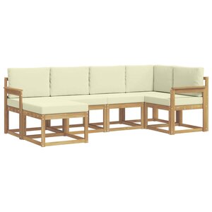 vidaXL Ensemble de canapés d'extérieur 6 pc Blanc et crème Polyester