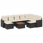 vidaXL Salon de jardin 10 Pièces avec coussins noir résine tressée