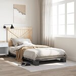 vidaXL Cadre de lit sans matelas gris 100x200 cm bois massif de pin