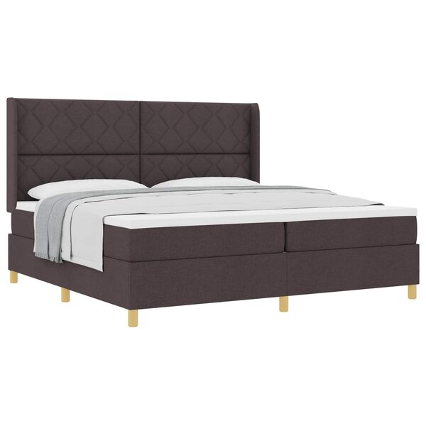 vidaXL Lit à ressorts avec matelas Marron foncé 200 x 200 cm tissu