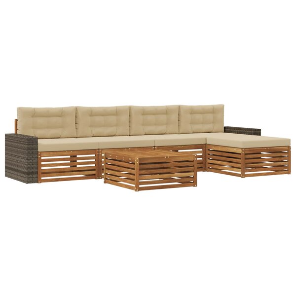 vidaXL Ensemble de canapés d'extérieur 6 Pièces Naturel et Beige