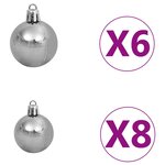 vidaXL Arbre de Noël artificiel d'angle LED et boules Blanc 210 cm PVC