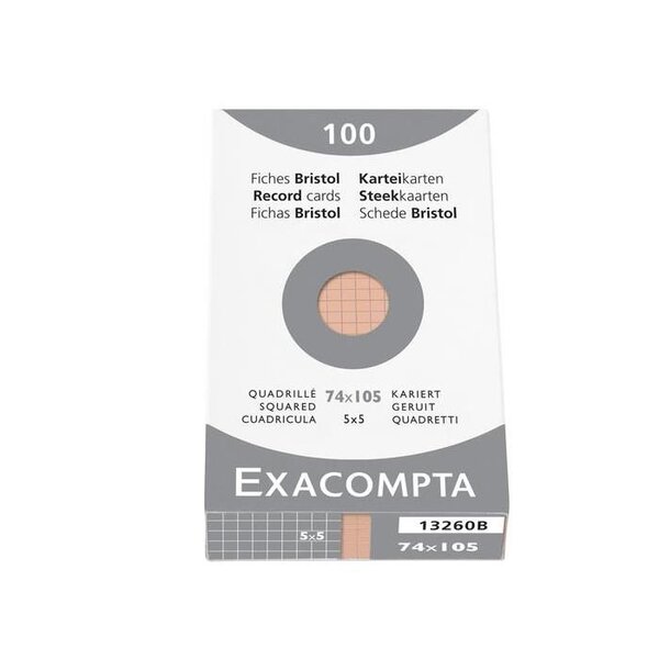 étui de 100 fiches Bristol Orange 74x105 mm quadrillage 5x5 EXACOMPTA