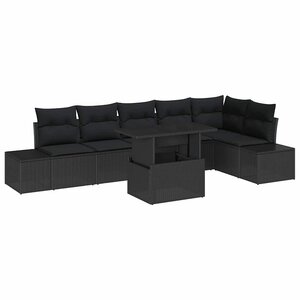 vidaXL Ensemble de canapé de jardin avec coussin 7 Pièces Noir