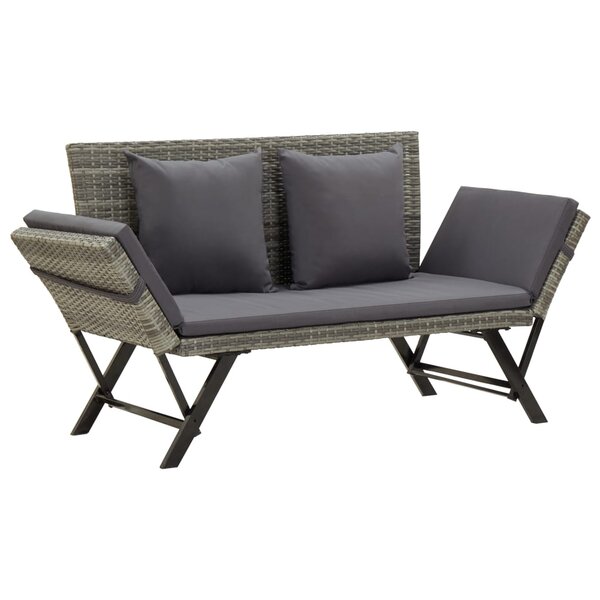 vidaXL Banc de jardin avec coussins 176 cm Gris Résine tressée