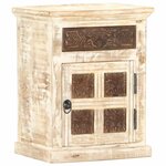 vidaXL Table de chevet Blanc 40 x 30 x 50 cm Bois de manguier massif