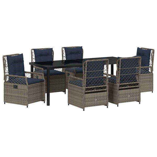 vidaXL Ensemble de salle à manger pour jardin 7 pc Gris polyrotin