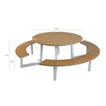 Ensemble repas alu Taco rond table + 2 bancs blanc