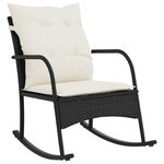 vidaXL Chaise à bascule de jardin avec coussins noir résine tressée