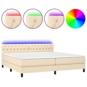 vidaXL Sommier à lattes de lit et matelas et LED Crème 200x200cm Tissu