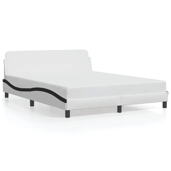 vidaXL Cadre de lit Dover blanc et noir 160x200 cm similicuir