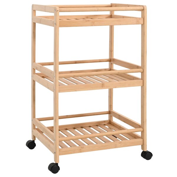 vidaXL Chariot de Cuisine avec Roues Naturel 46 x 38 x 76 cm Bambou
