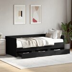 vidaXL Lit de jour avec tiroirs sans matelas noir 90x200 cm