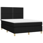 vidaXL Sommier à lattes de lit et matelas et LED Noir 140x200 cm Tissu