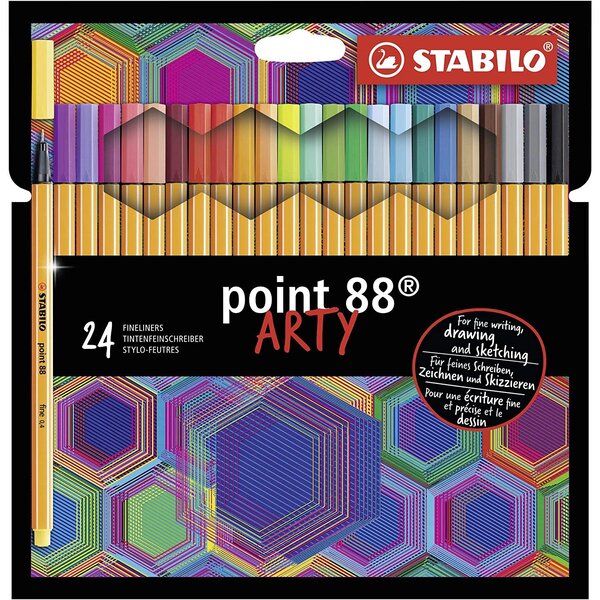 Etui 24 stylos feutres point 88 ARTY Pointe fine assorties STABILO