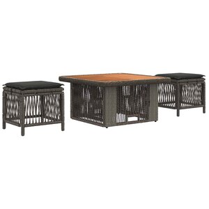 vidaXL Ensemble de salle à manger pour jardin 3 Pièces Gris et Gris foncé