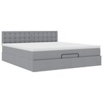 vidaXL Lit ottoman avec matelas et LED Gris clair 180x200 cm tissu
