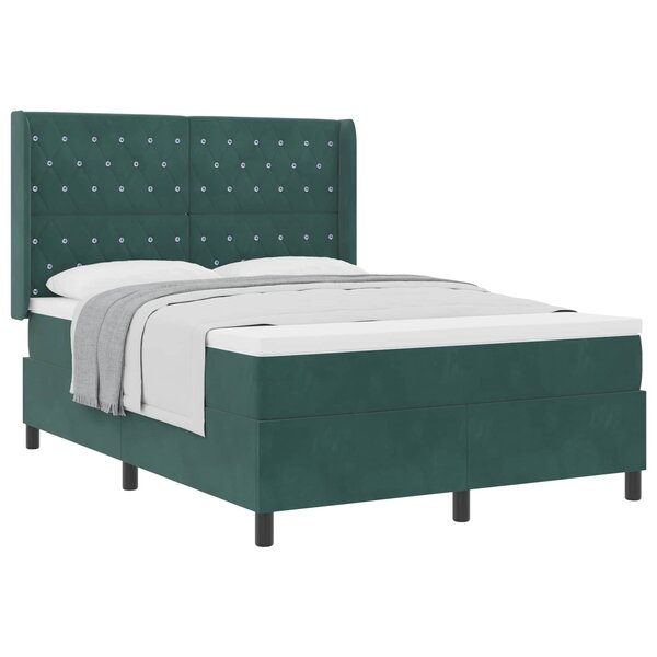 vidaXL Lit à ressorts avec matelas Vert foncé 140 x 200 cm Velours