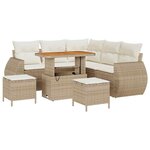 vidaXL Ensemble de canapé de jardin 8 Pièces Beige polyrotin