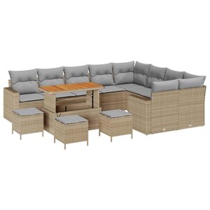 vidaXL Ensemble de canapé de jardin 13 Pièces beige et gris clair