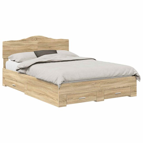 vidaXL Cadre de lit Chêne Sonoma 140 x 190 cm Bois d'ingénierie