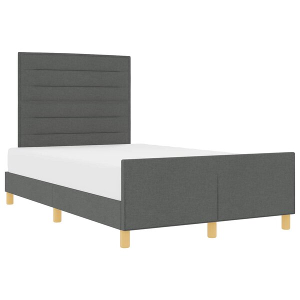 vidaXL Cadre de lit avec tête de lit Gris foncé 120 x 200 cm tissu