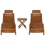 vidaXL Chaise longue avec table à thé 3 Pièces Bois d'acacia massif