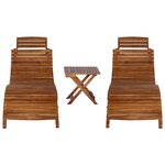 vidaXL Chaise longue avec table à thé 3 Pièces Bois d'acacia massif